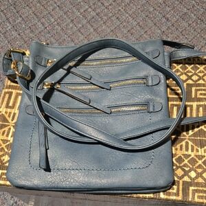 Blue Leather Crossbody Bag